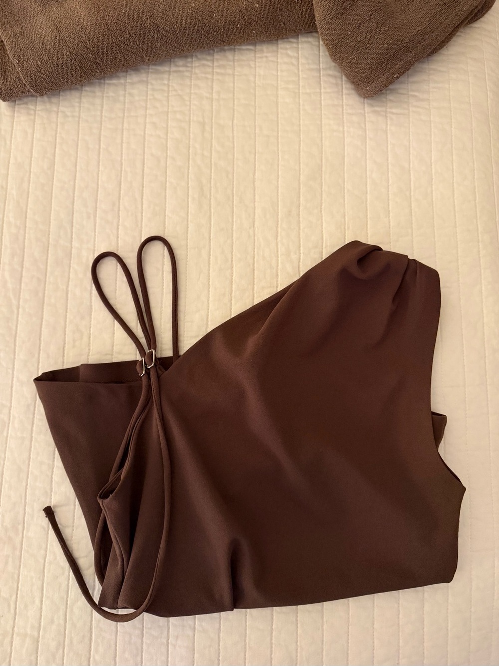 Zara Brown One-Shoulder Tank Top